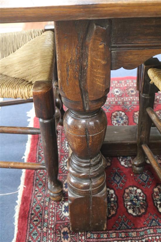 An oak refectory table, L.372cm